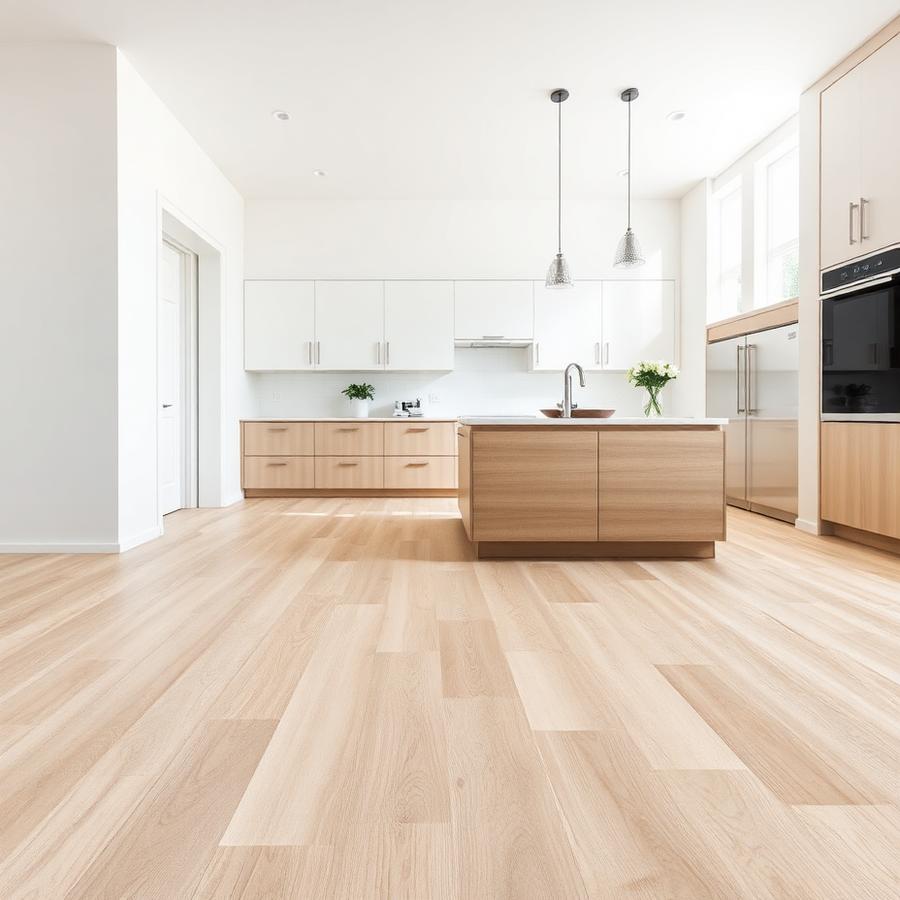 Luxury vinyl plank flooring in a modern kitchen