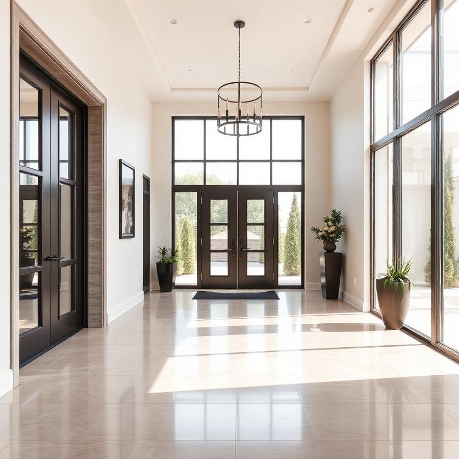 Large-format tile in an upscale entryway
